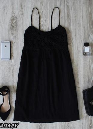Черное коттоновое платье на бретелях fb sister
