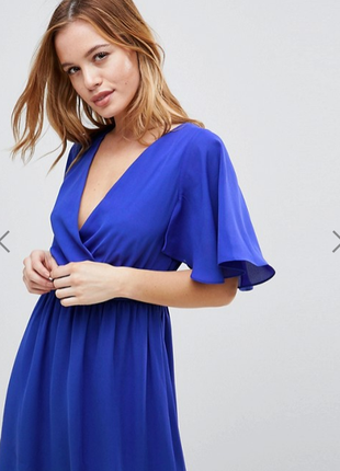 Платье asos, шифон, синий цвет1 фото