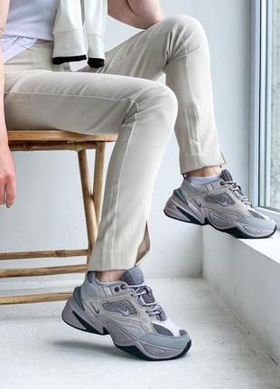 Шикарные женские кроссовки nike m2k tekno grey серые1 фото