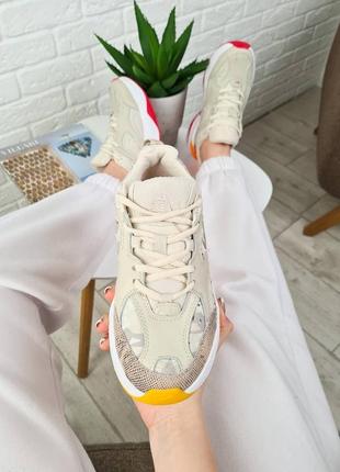 Кроссовки nike m2k tekno beige white orange snakeskin3 фото