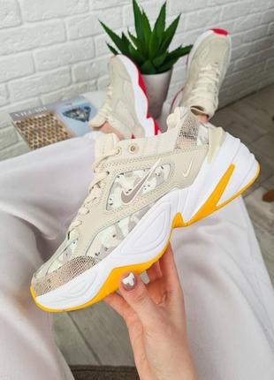 Кроссовки nike m2k tekno beige white orange snakeskin