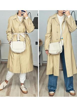 Базовий оверсайз тренч стритстайл оверсайз плащ бежевий мокко тренч міді плащ подовжений вантажний плащ жіночий