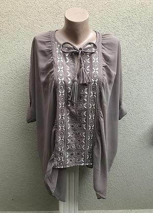 Эксклюзивная блузка- пончо с вышивкой по груди, рубаха в этно стиле,free people