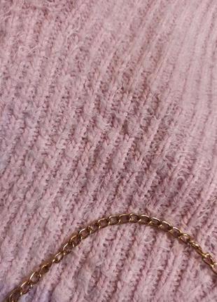Розовый укороченный свитер травка пушистый4 фото