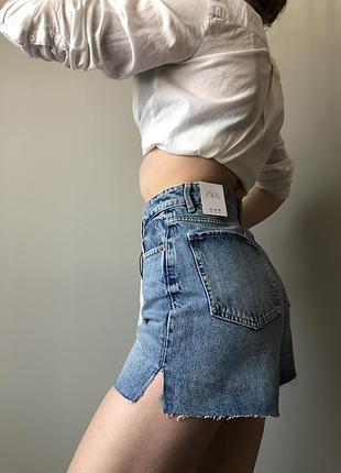 Шорти бермуди джинсові мом zara на високій посадці шорти бермуди зара джинсові