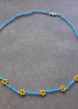 Чокер бисер украшен ожерелье тренд цвет ручн раб бижутер hand made бел круг коль2 фото