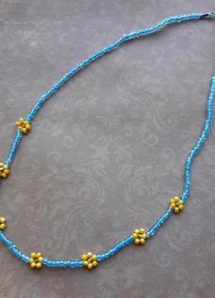 Чокер бисер украшен ожерелье тренд цвет ручн раб бижутер hand made бел круг коль