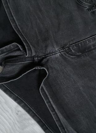 Серые стрейчевые винтажные джинсовые шорты на высокой посадке2 фото