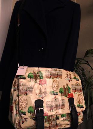 Большая удобная сумка- почтальенка через плечо женская, винтажный яркий принт5 фото