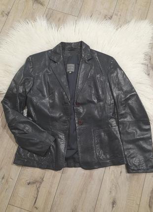 Изумрудный кожаный пиджак жакет куртка s-m2 фото