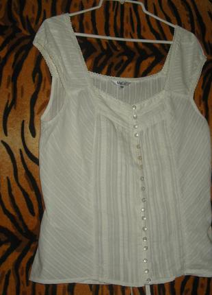 Блуза жіноча білосніжна"m&co"р. 14,індія,98%бавовна,2%металік.1 фото