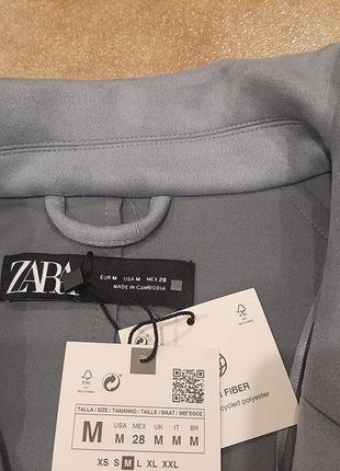 Zara жакет з штучної замші пудрово-блакитний5 фото