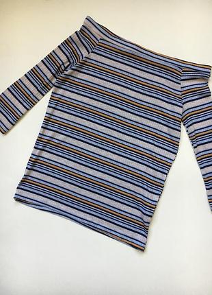 Смугастий топ off the shoulder 40/l zara