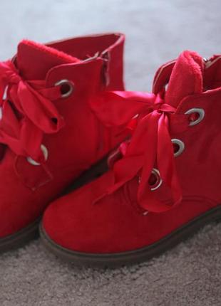 Женские ботинки тимберленды замшевые красные молния шнуровка 37 38 406 фото