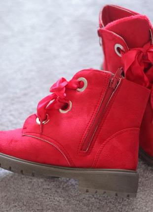 Женские ботинки тимберленды замшевые красные молния шнуровка 37 38 409 фото
