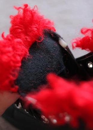 Жіночі черевики чорні з червоним опушенням каракуль 36-405 фото
