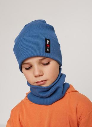 Комплект (шапка хомут) для хлопчика, голубий комплект2 фото