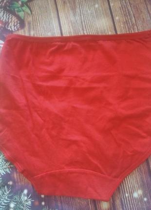 Новые женские трусы, трусики с завышенной талией, хлопок, красного цвета2 фото