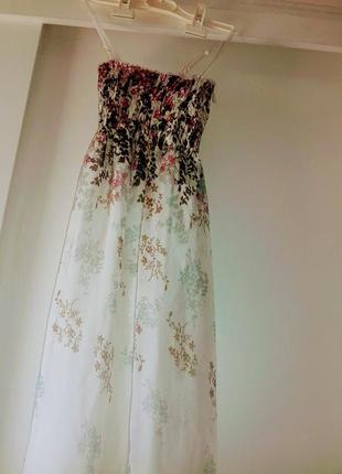 Длинное шифоновое платье бюстье в пол летнее макси резинка4 фото