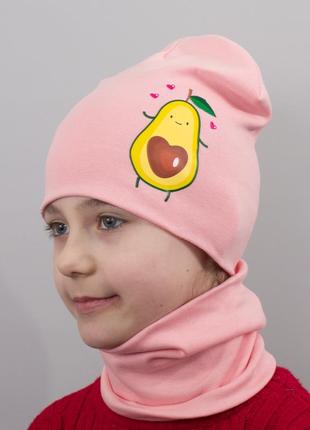 Комплект шапка и баф авокадо4 фото