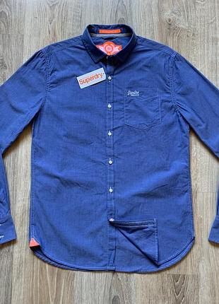 Мужская аккуратная хлопковая рубашка с длинным рукавом superdry