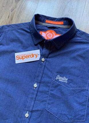 Мужская аккуратная хлопковая рубашка с длинным рукавом superdry3 фото