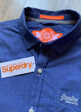 Мужская аккуратная хлопковая рубашка с длинным рукавом superdry4 фото