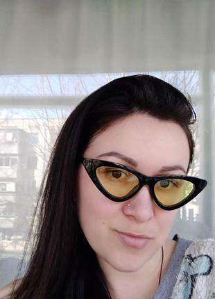 Знижка! стильні окуляри кішечки лисички з жовтими лінзами5 фото