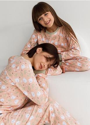 Піжама для дівчинки з штанами ведмедик 90672 фото