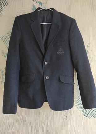 Піджак темно-синій з латками для хлопчика