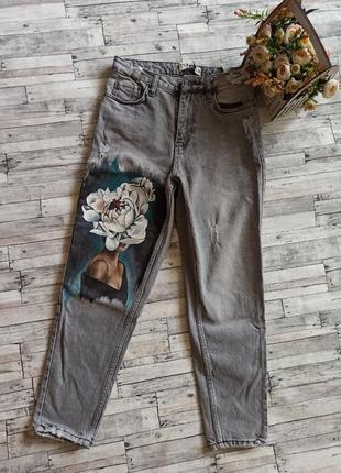 Скидка джинсы 👖 мом ручная работа роспись