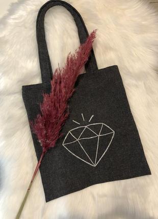 Сумка-шоппер ручної роботи з вишивкою "алмаз"