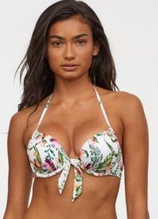 Верх від купальника білий в квітковий принт h&m