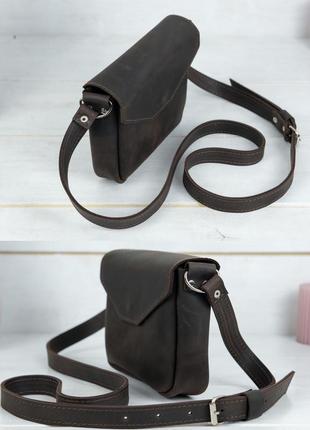 Женская сумочка кросс-боди из натуральной винтажной кожи коричневая шоколадного цвета1 фото