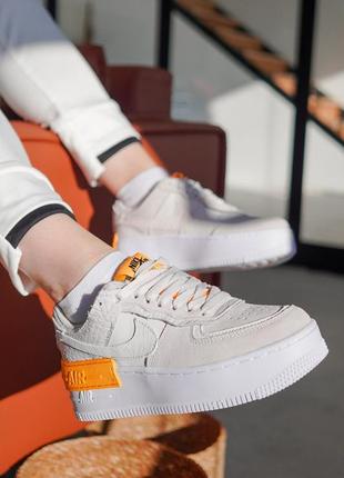 Кроссовки nike air force 1 shadow white orange (белый оранжевый)1 фото