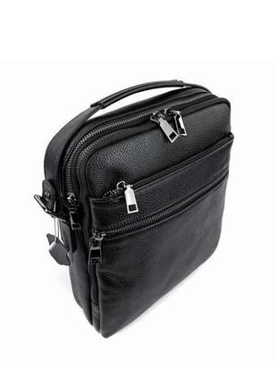 Мужская кожаная сумка на два отделения с ручкой