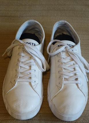Мягкие белые фирменные кожаные кроссовки lacoste франция 43 р. ( 27,5 см.)3 фото