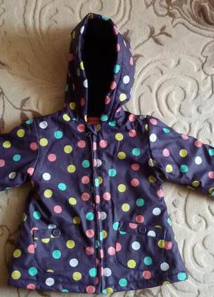 Дитяча куртка вітровка  дощовик grain de ble (франція) на дівчинку на флісі 1-2 роки демисезон