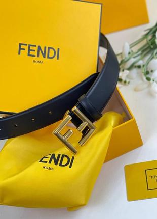 Ремінь жіночий шкіряний чорний в стилі fendi