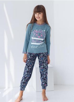 Пижама для девочки с штанами панда 8929