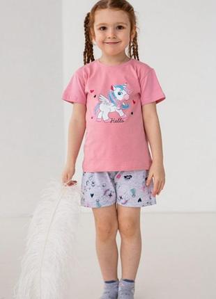 Пижама для девочки с шортами единорог 75621 фото