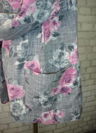 Легкий пиджак в цветы с карманами "denim co" мадрид4 фото