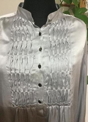 🇮🇹 итальянская 100% шёлк роскошная шелковая блуза с жемчужным отливом4 фото
