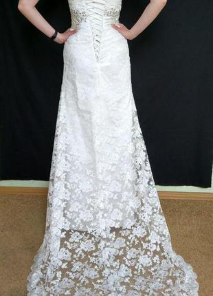 Кружевное свадебное платье цвета слоновой кости2 фото