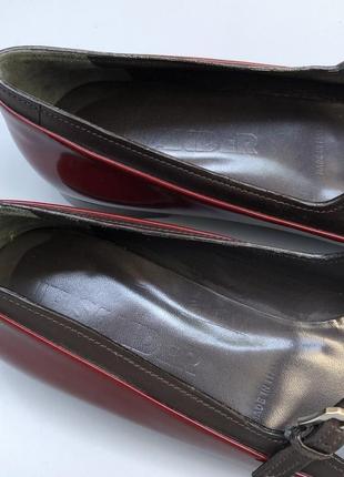 Jil sander лаковые кожаные классические туфли мэри джейн бургунди балетки кожа 100%3 фото