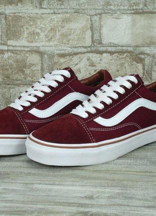 Бордовые женские кеды vans old skool2 фото