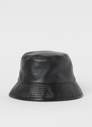 Панама чорна жіноча з екошкіри