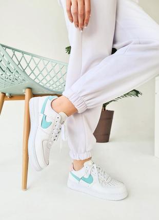 Nike air force pink mint женские белые кроссовки форсы демисезонные весна лето осень тренд скидка жіночі білі стильні кросівки6 фото