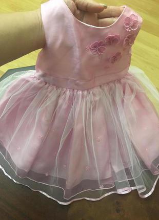 Нежно-розовое нарядное платье ladubird на 6-9мес2 фото
