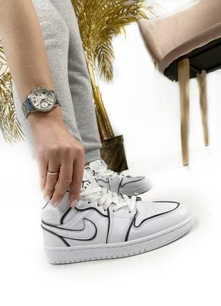 Кроссовки светоотражатель nike air jordan 1 retro high og white4 фото